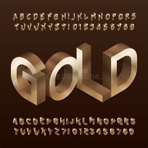 Gold Letters Alphabet Numbers Stock Illustration Illustration Of