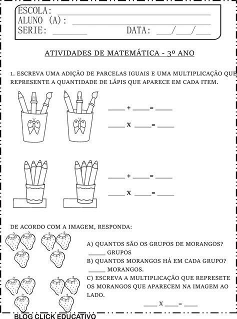 Probleminhas Com Multiplicação 3 Ano