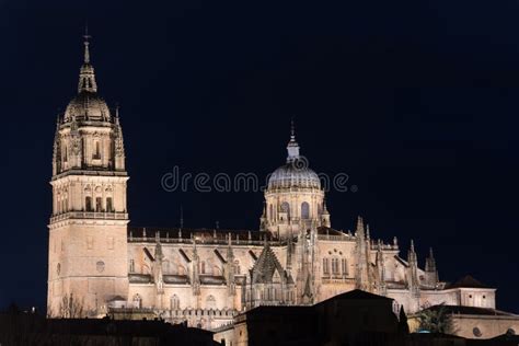 Night View of Salamanca Cathedral, Salamanca, Spain. Stock Image ...