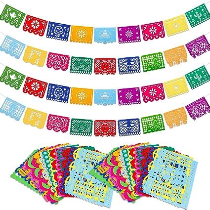 Qpout 4pcs Mexicain Fiesta Party Feutre Bannière Suspendue Cinco de