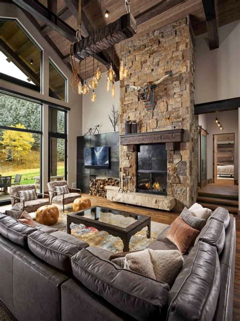 18 Outstanding Rustic Living Room Ideas That Have Cozy Fireplaces