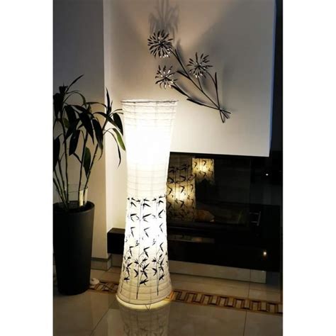 Lampadaire Design Lampe En Papier De Riz Avec D Cor Motif Bambou