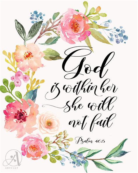 Printable artwork, digital download Bible Verse "God is within her, she ...