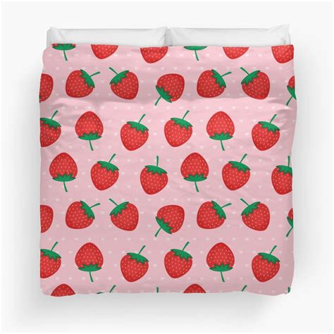 Pink Summer Strawberries Print Duvet Cover By Newburyboutique