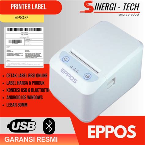 PRINTER LABEL BARCODE 80MM EP807 USB BLUETOOTH CETAK RESI ONLINE LABEL