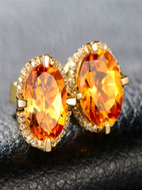 Buy Yellow Chimes Yellow Crystal Studded Gold Toned Glamour Spark Stud ...