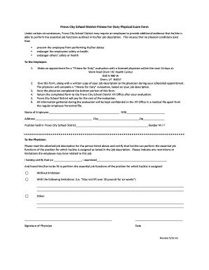 Fit For Duty Exam Checklist Fill Online Printable Fillable Blank