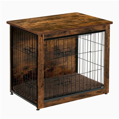 DWANTON Dog Crate Furniture with Cushion, Wooden Dog Crate Table ...