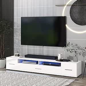 Amazon Bamacar White Tv Stand For Inch Tv Long Entertainment