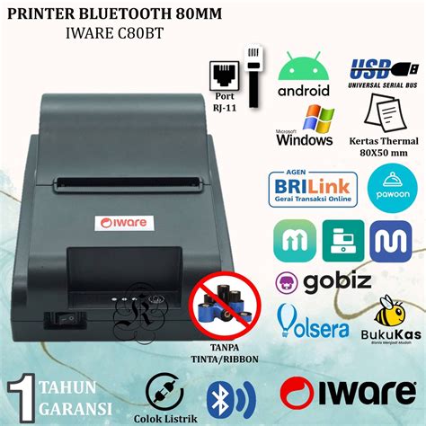 Jual Iware C80BT Printer Thermal 80mm USB Bluetooth C 80BT Printer