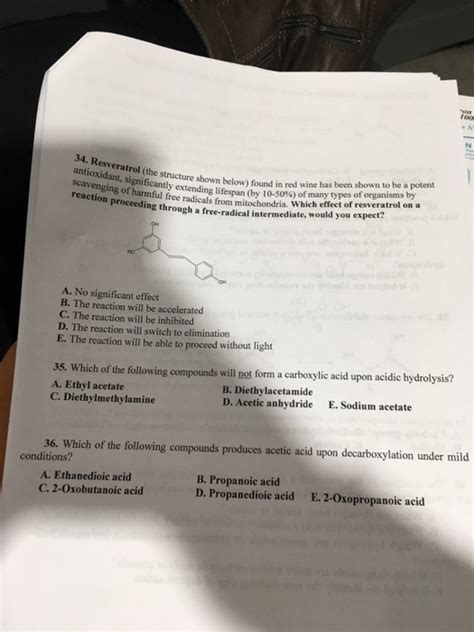 Solved Resveratrol The Structure Shown Below Found In Red Chegg