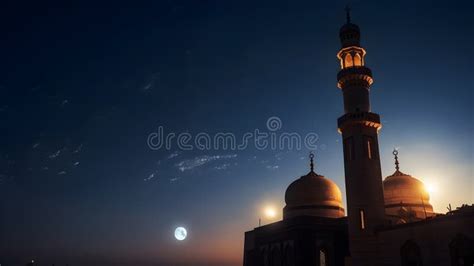 Moonlight Casting A Soft Glow On A Mosque S Minaret During Tarawih