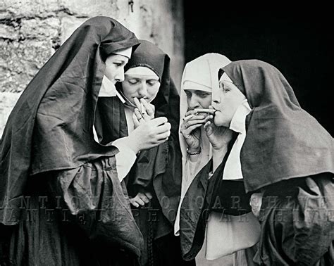 Smoking Nuns Photo Print Poster Vintage Women Cigarette Etsy