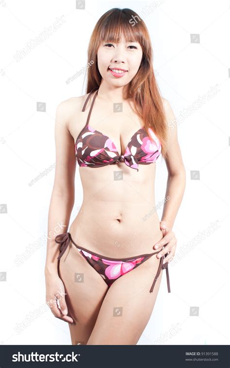 Sexy Woman Posing Bikini On White Stock Photo 91391588 Shutterstock
