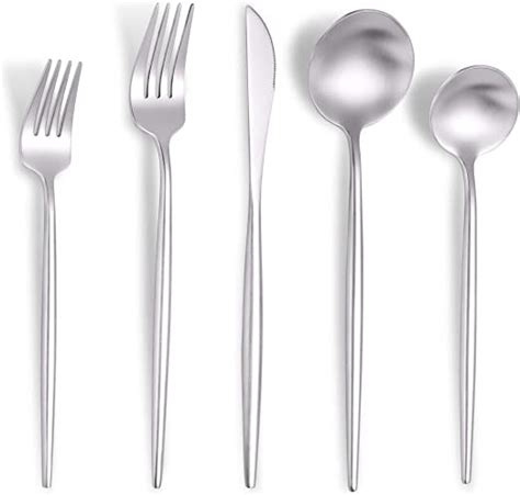 Amazon Lemeya Matte Silverware Set Modern Stainless Steel Flatware