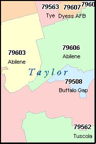 TAYLOR County, Texas Digital ZIP Code Map