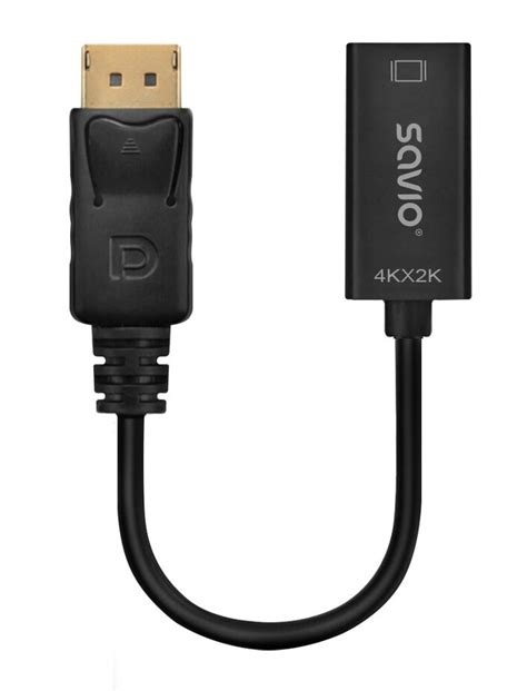 SAVIO AK 62 0 2 M Czarny Adapter DisplayPort HDMI Niskie Ceny I