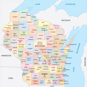 Wisconsin Counties Map | Mappr