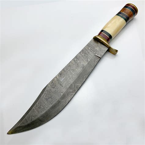 Damascus Steel Custom Hand Made Hunting Bowie Knife 16 4C2