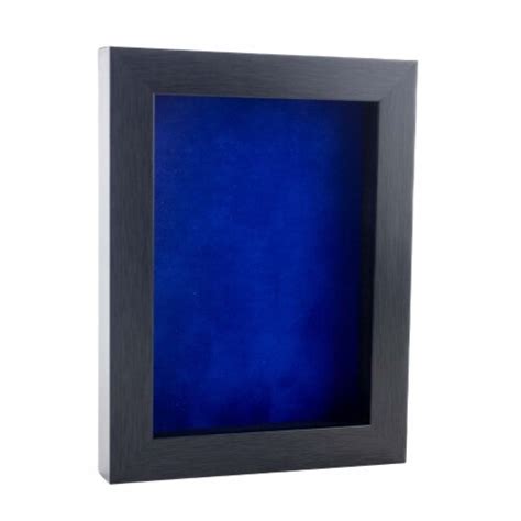 30x30 Shadow Box Frame Charcoal Gray Wood 34 Depth Royal Blue Suede Backing Uv Acrylic