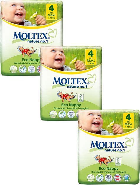 3 Packs Of Moltex Nature No 1 Nappies Maxi Size 4 Amazon Co Uk