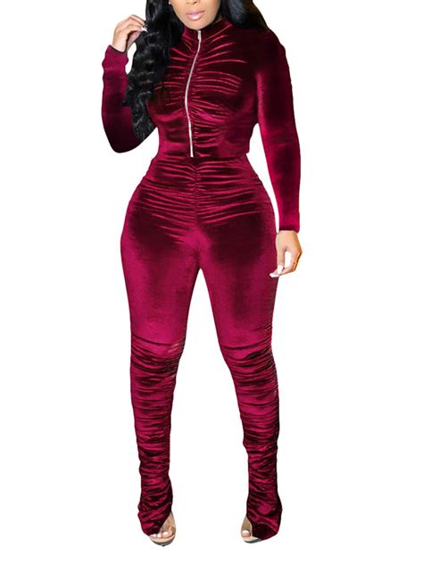 Two Piece Zip Up Sweatshirts Velvet Tracksuit Saledress