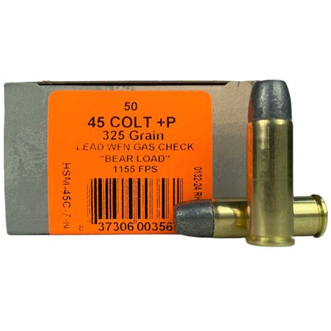 Hsm Bear Load 45 Long Colt P 325 Gr Lead Wfn Gas Check Box Of 50