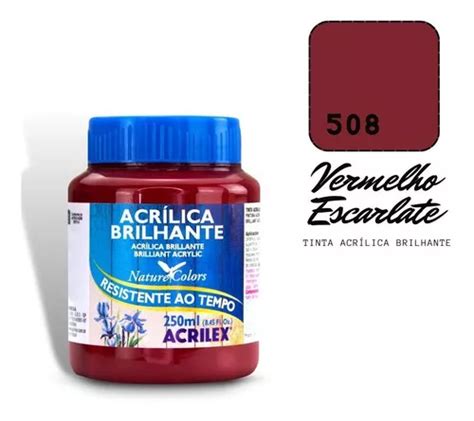 Tinta Acrilica Brilhante Acrilex 250ml 508 Verm Escarlate Cor 508