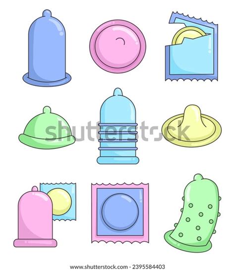 Different Condoms Contraception Birth Control Methods Stock Vector