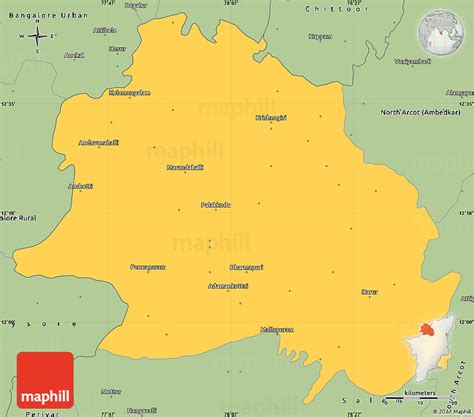 Savanna Style Simple Map Of Dharmapuri