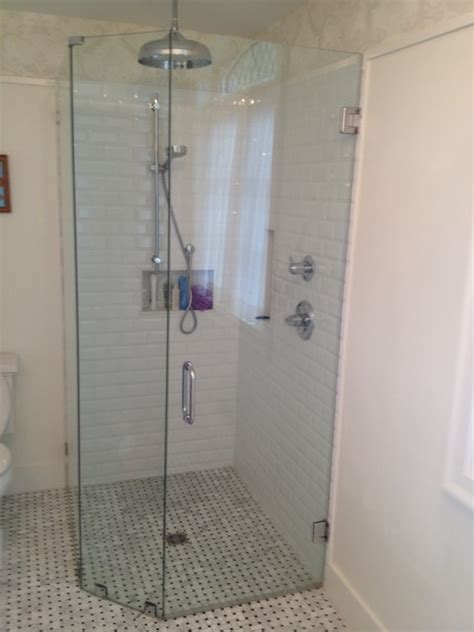 Compact Curbless Corner Shower Greater Vancouver Craftsman Bathroom Vancouver By Vango