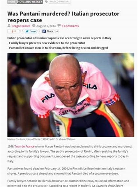 Pantani Fu Ucciso La Stampa Estera Cita La Gazzetta La Gazzetta