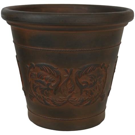 Sunnydaze Decor 16 In Rust Single Arabella Resin Outdoor Flower Pot