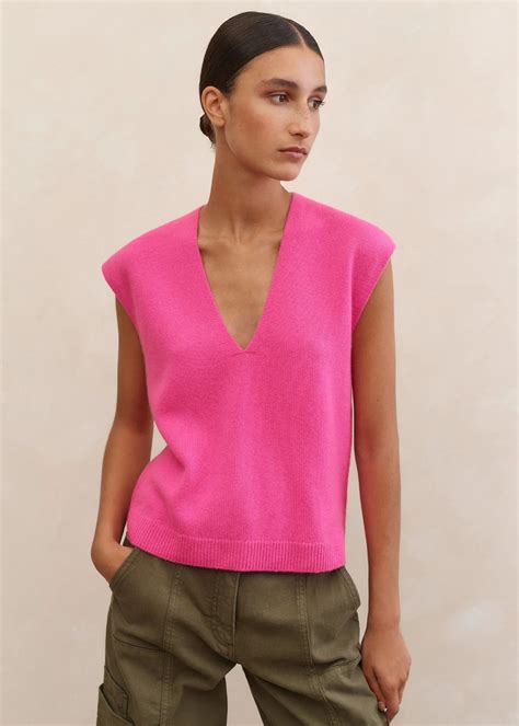 Cashmere Dropped Shoulder V Neck Vest