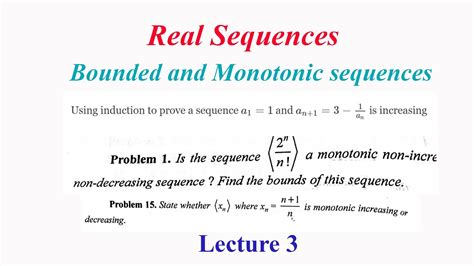 Sequences Real Analysis Lecture Bounded And Monotone Sequences