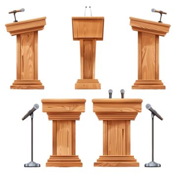 Wooden Podium Vector Art Png Realistic Wooden Tribune Isolated Vector