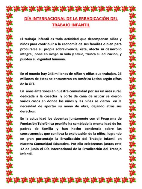 Pdf D A Internacional De La Erradicaci N Del Trabajo Infantil