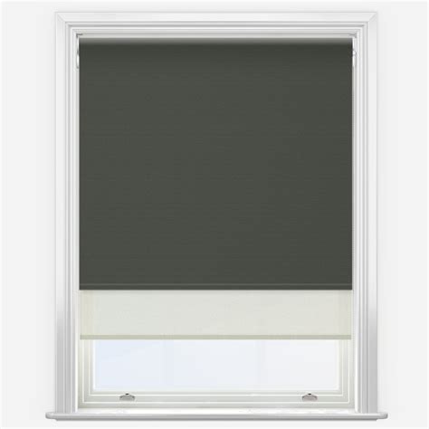 Supreme Blackout Shadow Grey And Cream Double Roller Blind