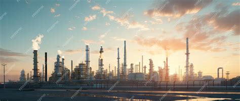 Premium AI Image | Large oil and gas refinery pipelines in the process of oil refining and the ...