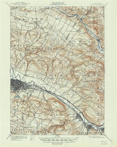 1900 Topo Map Of Utica New York Quadrangle Etsy