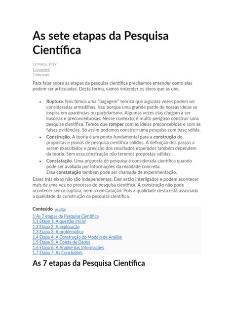 As Sete Etapas Da Pesquisa Científica Pdf