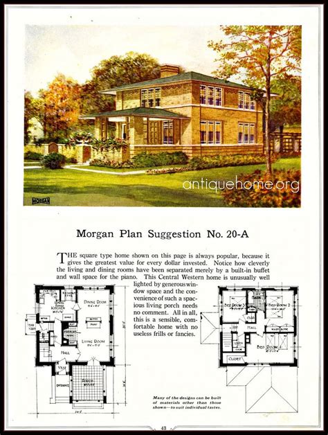 Prairie School Home | Vintage house plans, House plans, How to plan