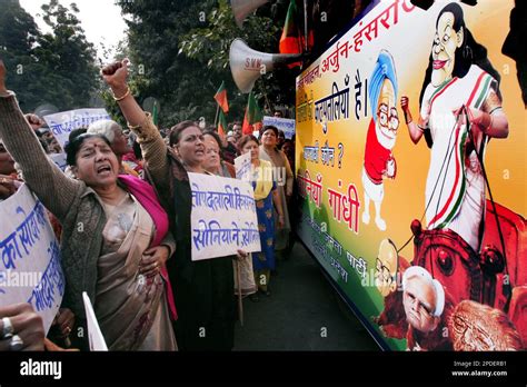 Activists Of The Opposition Bharatiya Janta Party Shout Slogans During