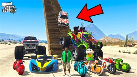 Shinchan Franklin Testing Cars Vs MASSIVE SPEED BUMPS In GTA 5