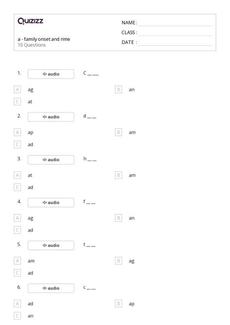 50+ Onsets and Rimes worksheets for Kindergarten on Quizizz | Free ...