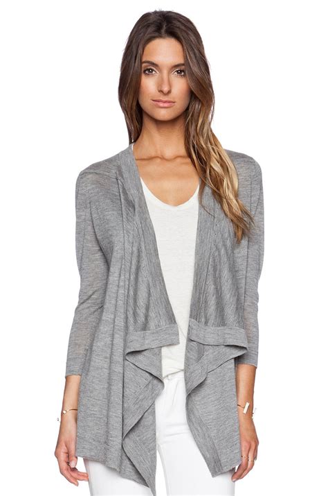 Autumn cashmere Waterfall Cardigan in Gray | Lyst