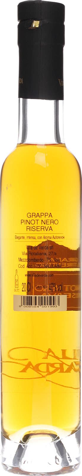 Villa De Varda Grappa Pensiero Trentino Pinot Nero Rise