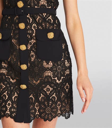 Womens Self Portrait Black Guipure Lace Mini Dress Harrods UK