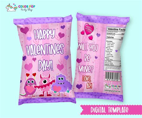 Valentine S Day Chip Bag Template Printable DIGITAL Etsy