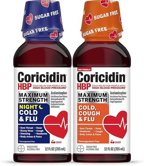 Coricidin Hbp Maximum Strength Cold And Flu Day And Night Sugar Free Liquid Twinpack